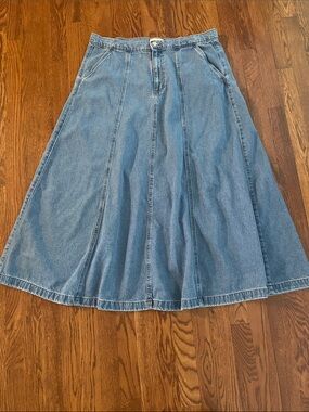 Universal thread circle denim maxi skirt